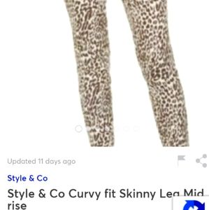 Style & co size 10 puma print curvy/skinny pants